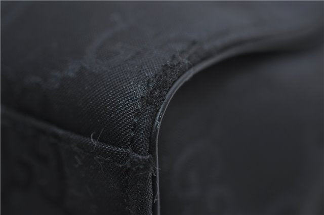 Authentic GUCCI Bamboo Shoulder Hand Bag GG Nylon Leather 0021010 Black 0762F