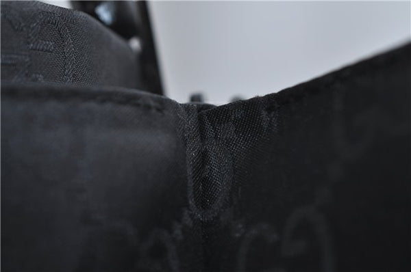 Authentic GUCCI Bamboo Shoulder Hand Bag GG Nylon Leather 0021010 Black 0762F