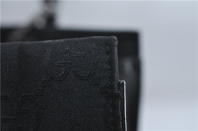 Authentic GUCCI Bamboo Shoulder Hand Bag GG Nylon Leather 0021010 Black 0762F