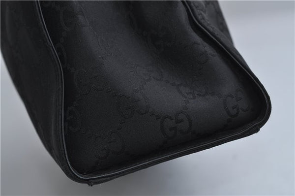Authentic GUCCI Bamboo Shoulder Hand Bag GG Nylon Leather 0021010 Black 0762F
