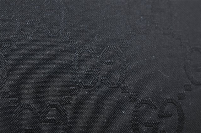 Authentic GUCCI Bamboo Shoulder Hand Bag GG Nylon Leather 0021010 Black 0762F