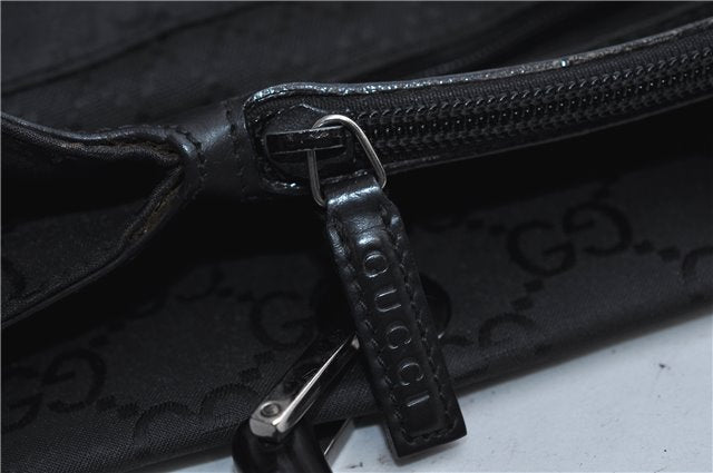 Authentic GUCCI Bamboo Shoulder Hand Bag GG Nylon Leather 0021010 Black 0762F