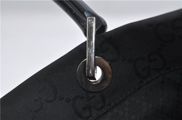 Authentic GUCCI Bamboo Shoulder Hand Bag GG Nylon Leather 0021010 Black 0762F