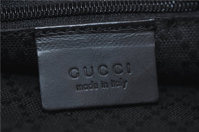 Authentic GUCCI Bamboo Shoulder Hand Bag GG Nylon Leather 0021010 Black 0762F