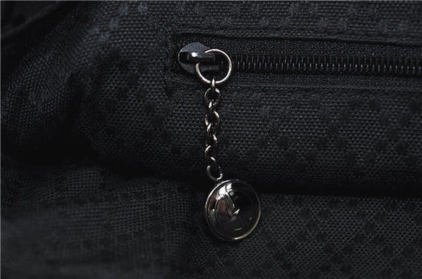 Authentic GUCCI Bamboo Shoulder Hand Bag GG Nylon Leather 0021010 Black 0762F