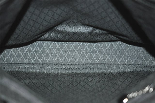 Authentic GUCCI Bamboo Shoulder Hand Bag GG Nylon Leather 0021010 Black 0762F