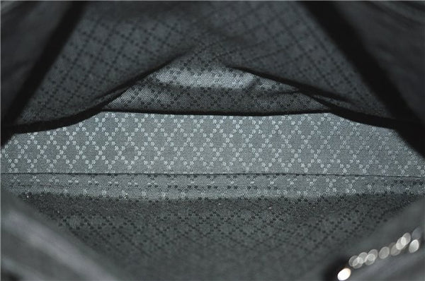 Authentic GUCCI Bamboo Shoulder Hand Bag GG Nylon Leather 0021010 Black 0762F