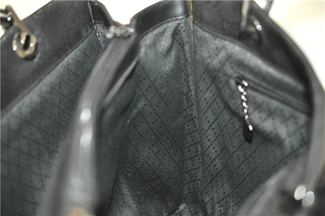 Authentic GUCCI Bamboo Shoulder Hand Bag GG Nylon Leather 0021010 Black 0762F