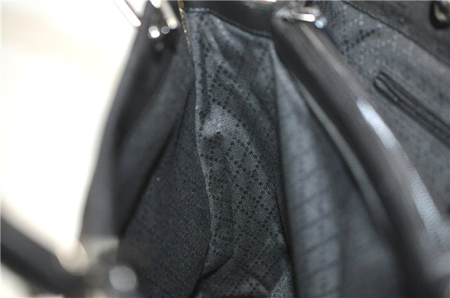 Authentic GUCCI Bamboo Shoulder Hand Bag GG Nylon Leather 0021010 Black 0762F