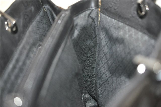 Authentic GUCCI Bamboo Shoulder Hand Bag GG Nylon Leather 0021010 Black 0762F