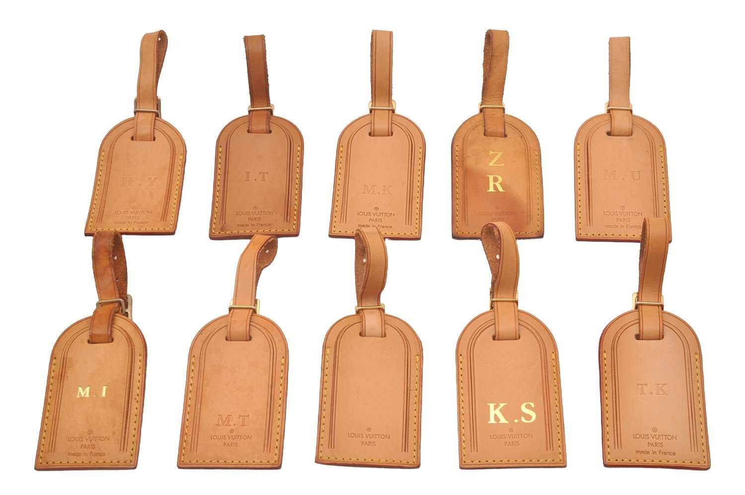 Authentic Louis Vuitton Name tag Beige 10Set LV 0772I