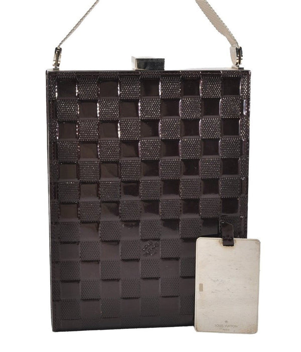 Authentic Louis Vuitton Damier Vernis Ange Hand Bag Purse M92105 Bordeaux 0773I