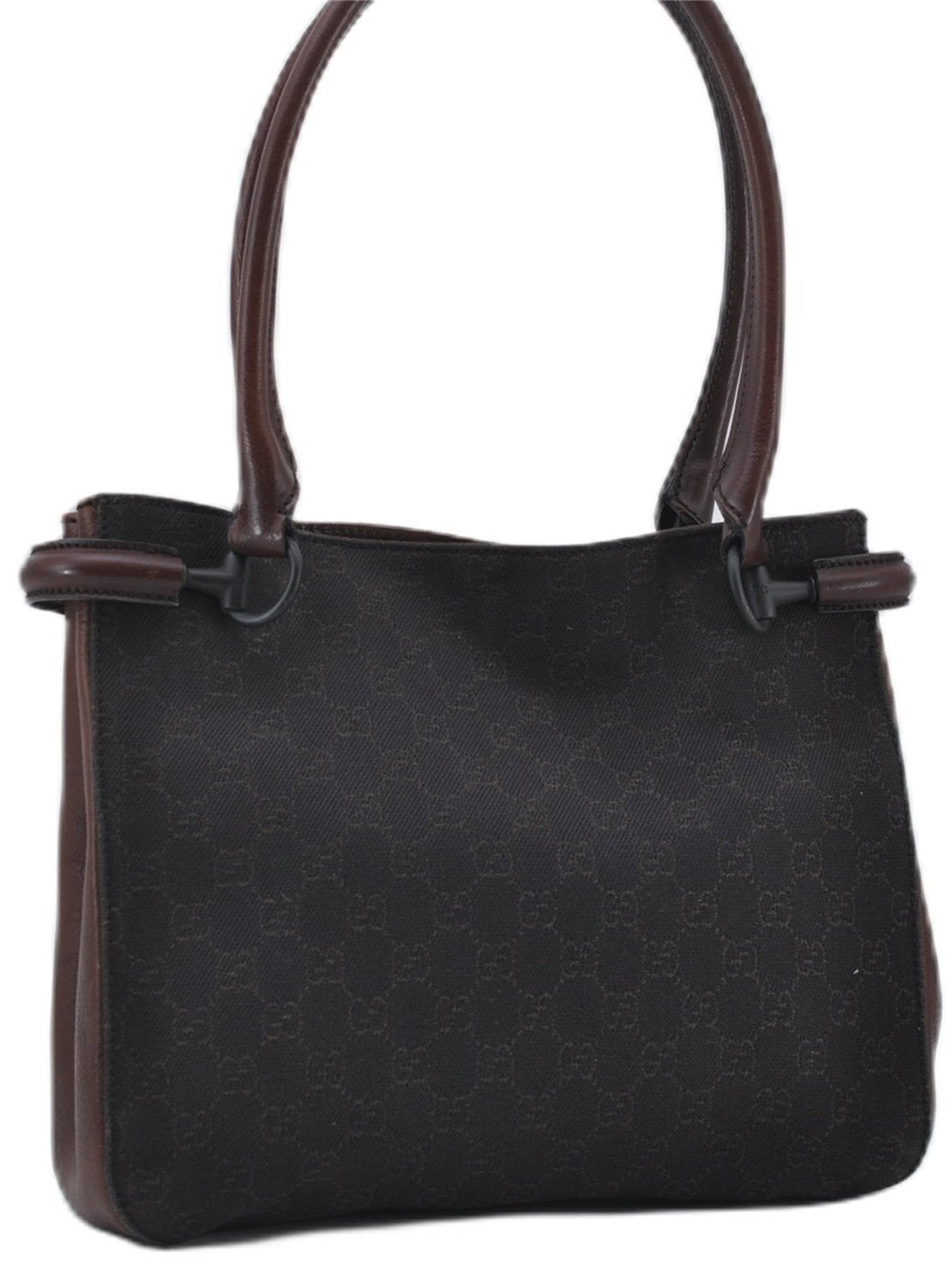 Authentic GUCCI Vintage Shoulder Tote Bag GG Canvas Leather 101971 Brown 0775F