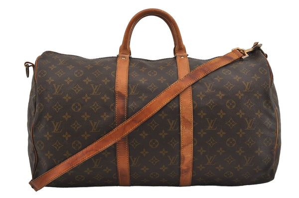 Auth Louis Vuitton Monogram Keepall Bandouliere 50 Boston Bag Old Model LV 0777I