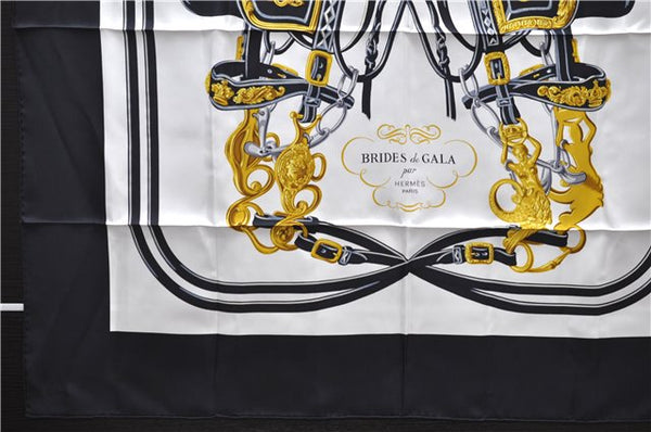 Authentic HERMES Carre 90 Scarf "BRIDES de GALA" Silk Black 0779E