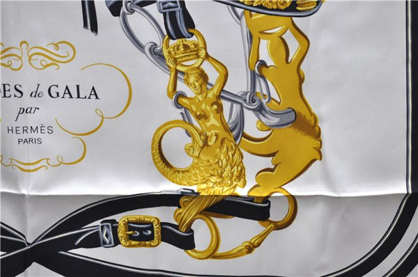 Authentic HERMES Carre 90 Scarf "BRIDES de GALA" Silk Black 0779E