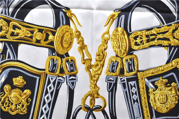 Authentic HERMES Carre 90 Scarf "BRIDES de GALA" Silk Black 0779E