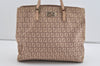 Authentic FENDI Vintage Zucchino Hand Bag Purse Canvas Leather Pink 0781I