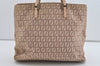 Authentic FENDI Vintage Zucchino Hand Bag Purse Canvas Leather Pink 0781I