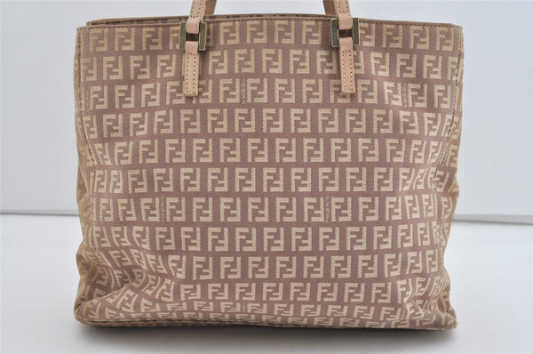 Authentic FENDI Vintage Zucchino Hand Bag Purse Canvas Leather Pink 0781I