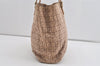 Authentic FENDI Vintage Zucchino Hand Bag Purse Canvas Leather Pink 0781I