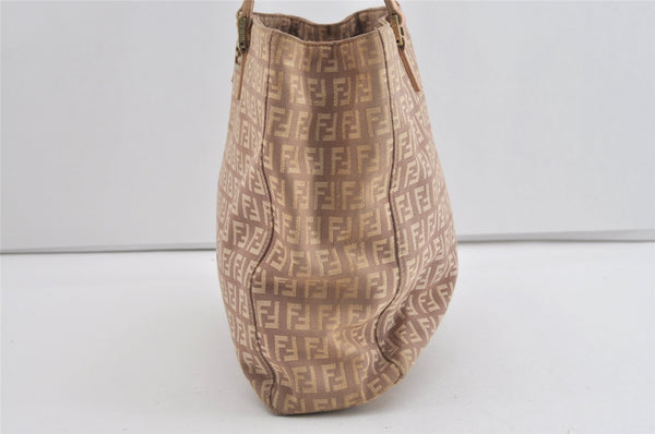 Authentic FENDI Vintage Zucchino Hand Bag Purse Canvas Leather Pink 0781I