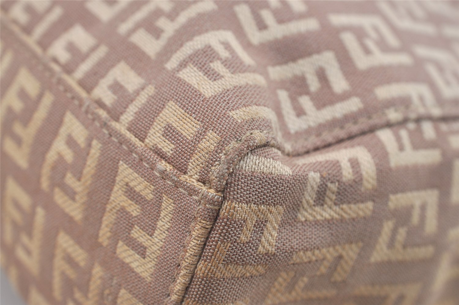 Authentic FENDI Vintage Zucchino Hand Bag Purse Canvas Leather Pink 0781I