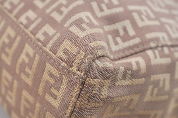 Authentic FENDI Vintage Zucchino Hand Bag Purse Canvas Leather Pink 0781I