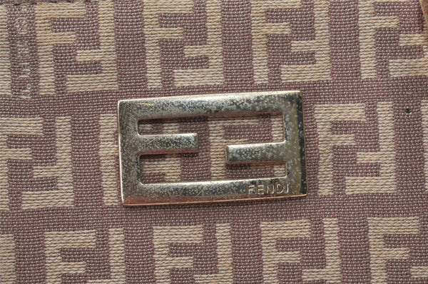 Authentic FENDI Vintage Zucchino Hand Bag Purse Canvas Leather Pink 0781I