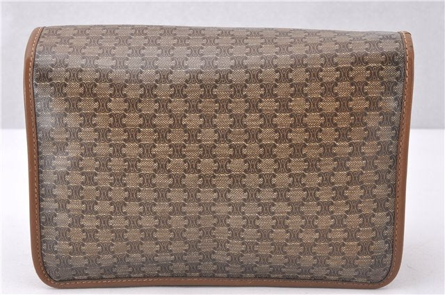 Authentic CELINE Macadam Blason Pattern Clutch Hand Bag PVC Leather Brown 0799F