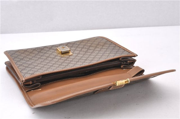 Authentic CELINE Macadam Blason Pattern Clutch Hand Bag PVC Leather Brown 0799F