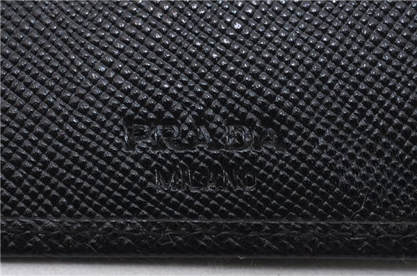 Authentic PRADA Saffiano Vintage Leather Bifold Wallet Purse Black 0803F