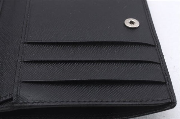 Authentic PRADA Saffiano Vintage Leather Bifold Wallet Purse Black 0803F