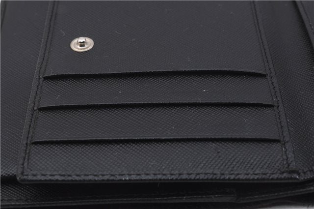 Authentic PRADA Saffiano Vintage Leather Bifold Wallet Purse Black 0803F