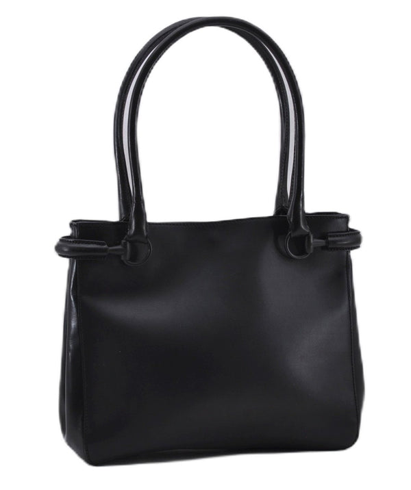 Authentic GUCCI Horsebit Shoulder Tote Bag Purse Leather 101971 Black 0811F