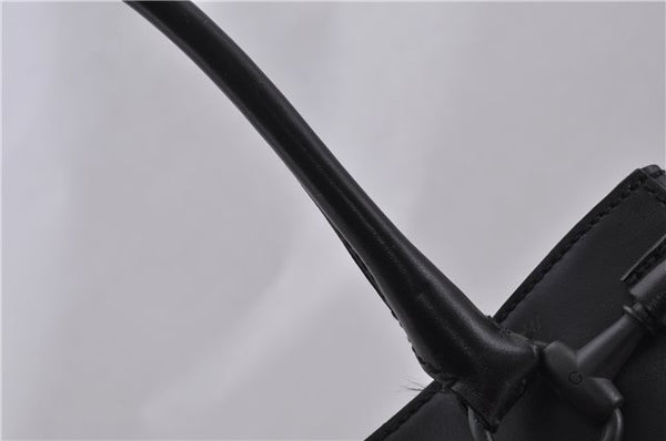 Authentic GUCCI Horsebit Shoulder Tote Bag Purse Leather 101971 Black 0811F