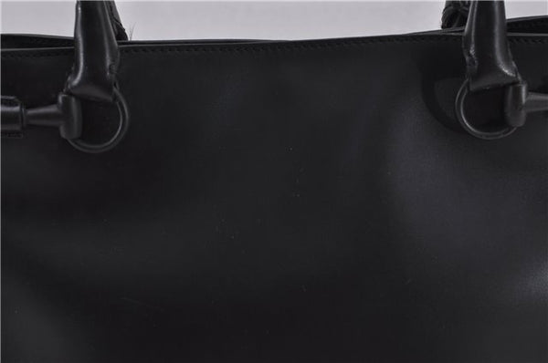 Authentic GUCCI Horsebit Shoulder Tote Bag Purse Leather 101971 Black 0811F