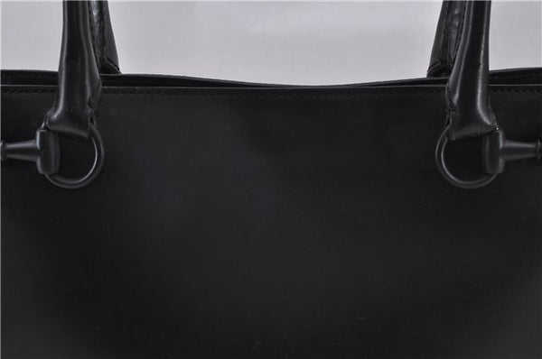 Authentic GUCCI Horsebit Shoulder Tote Bag Purse Leather 101971 Black 0811F