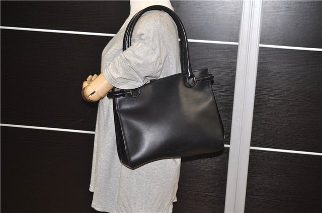 Authentic GUCCI Horsebit Shoulder Tote Bag Purse Leather 101971 Black 0811F