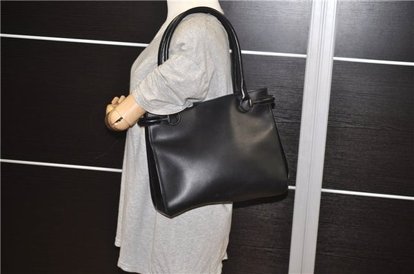 Authentic GUCCI Horsebit Shoulder Tote Bag Purse Leather 101971 Black 0811F