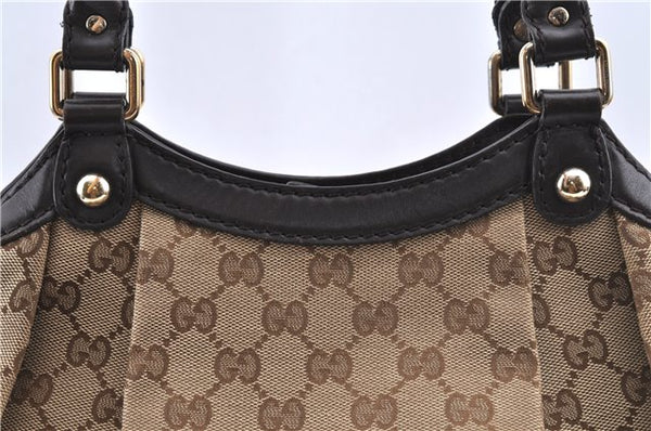 Authentic GUCCI Sukey Hand Tote Bag GG Canvas Leather 211944 Brown 0814C