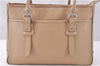 Authentic BURBERRY Vintage Leather Shoulder Hand Tote Bag Beige 0814F