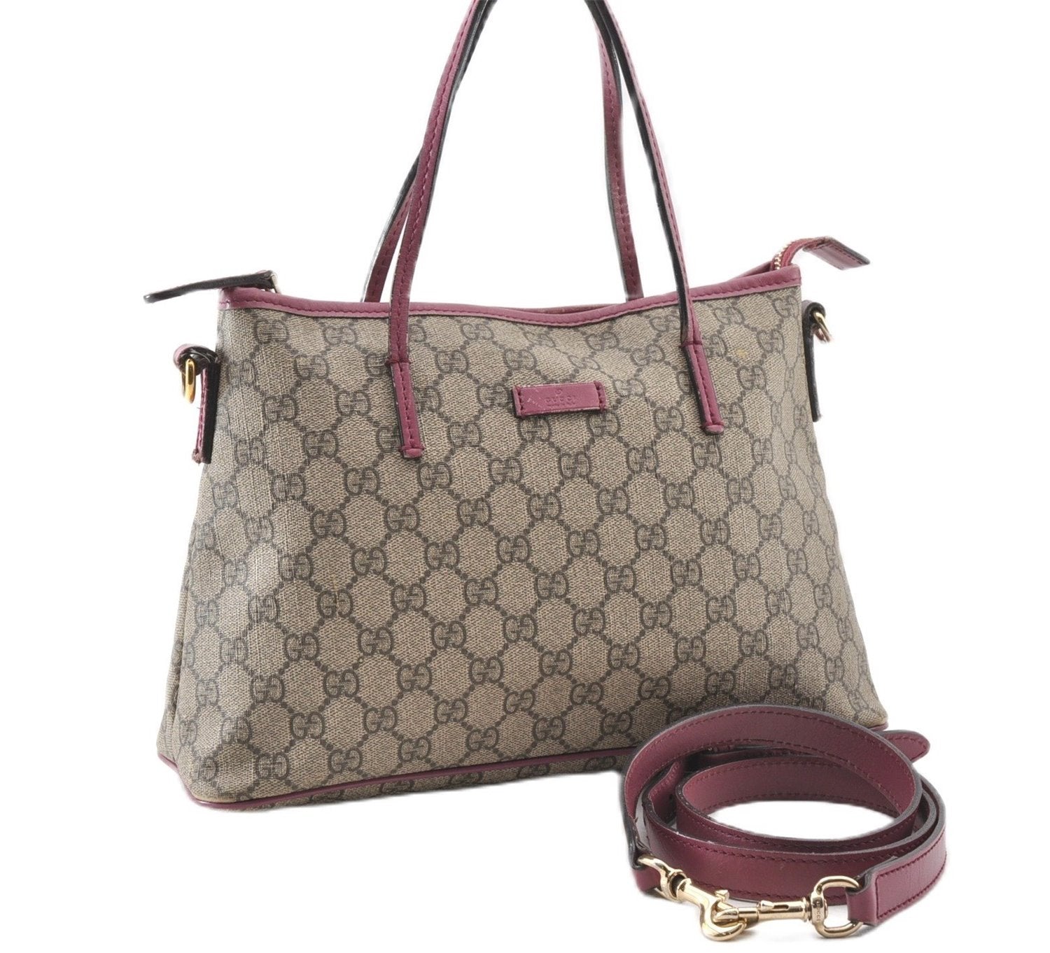 Authentic GUCCI Vintage 2Way Shoulder Hand Bag GG PVC Leather 353440 Brown 0822G