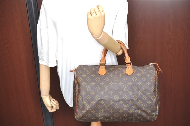 Authentic Louis Vuitton Monogram Speedy 35 Hand Boston Bag M41524 LV 0823B