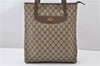 Authentic GUCCI Vintage Shoulder Tote Bag GG PVC Leather Brown 0825G