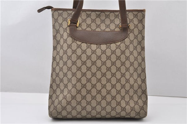 Authentic GUCCI Vintage Shoulder Tote Bag GG PVC Leather Brown 0825G