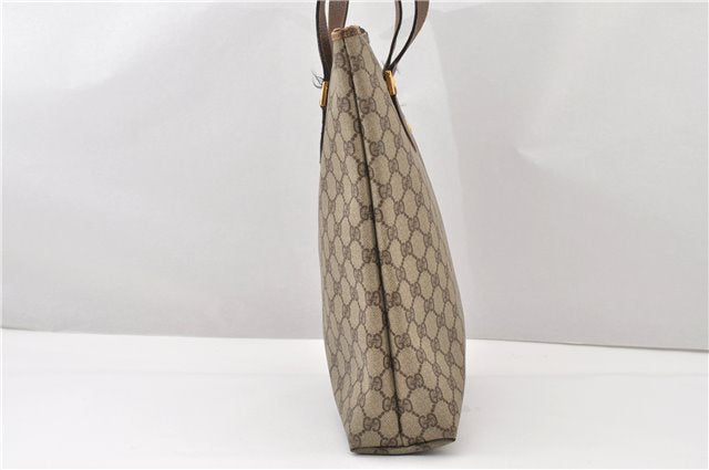 Authentic GUCCI Vintage Shoulder Tote Bag GG PVC Leather Brown 0825G