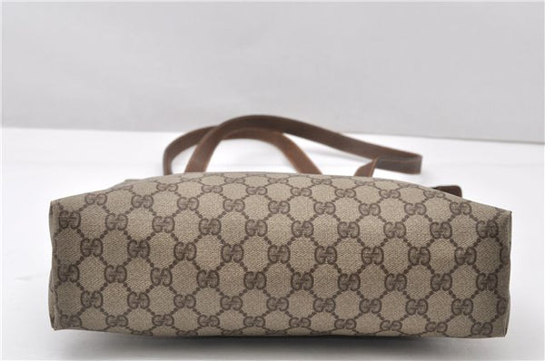 Authentic GUCCI Vintage Shoulder Tote Bag GG PVC Leather Brown 0825G