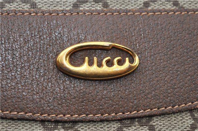 Authentic GUCCI Vintage Shoulder Tote Bag GG PVC Leather Brown 0825G