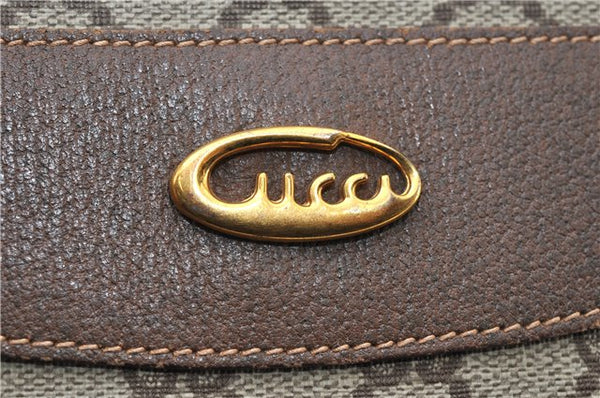 Authentic GUCCI Vintage Shoulder Tote Bag GG PVC Leather Brown 0825G